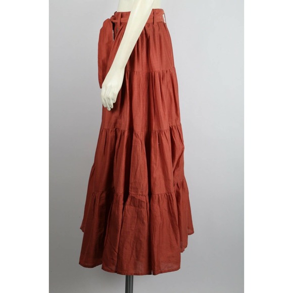 Embroidered Rust Maxi Skirt - Picture 6 of 12